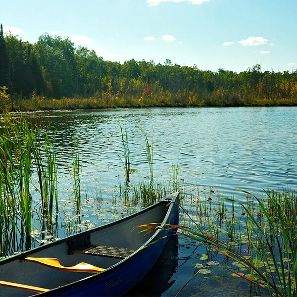 View of lake from a canoe. View of lake from a canoe.